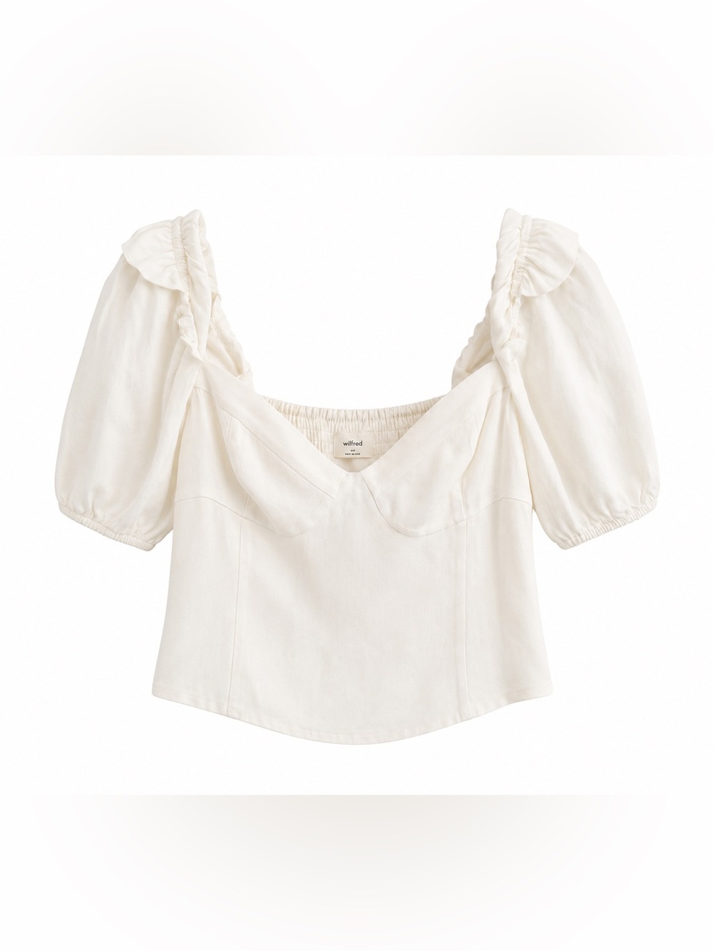Wilfred Cream Women’s White Puff Sleeve Sweetheart Neck Blouse. Size: Medium